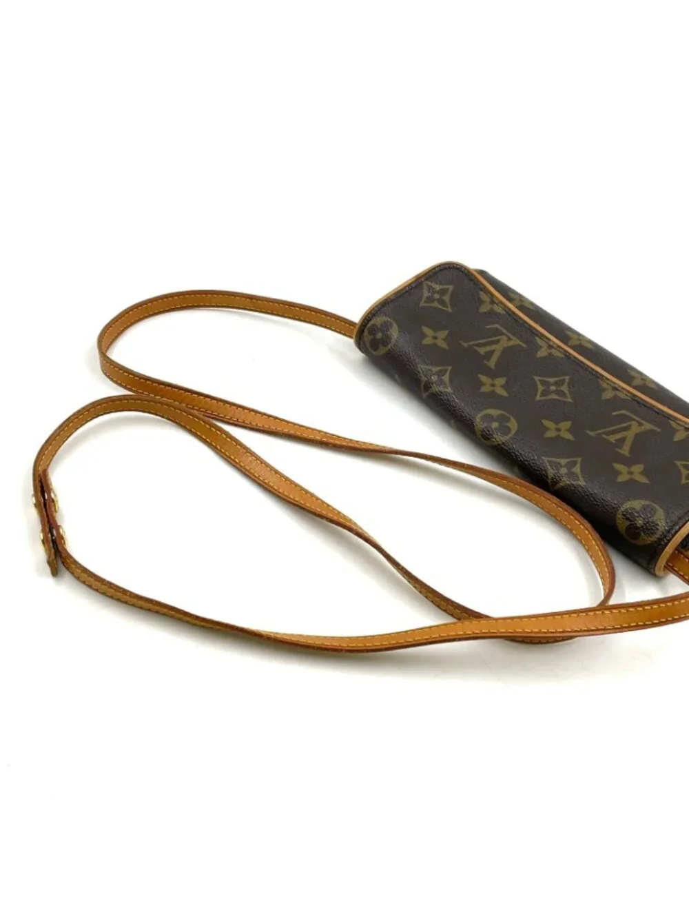 Louis Vuitton Pochette Twin PM Monogram Leather Brown Shoulder Bag Gold - Picture 15 of 15